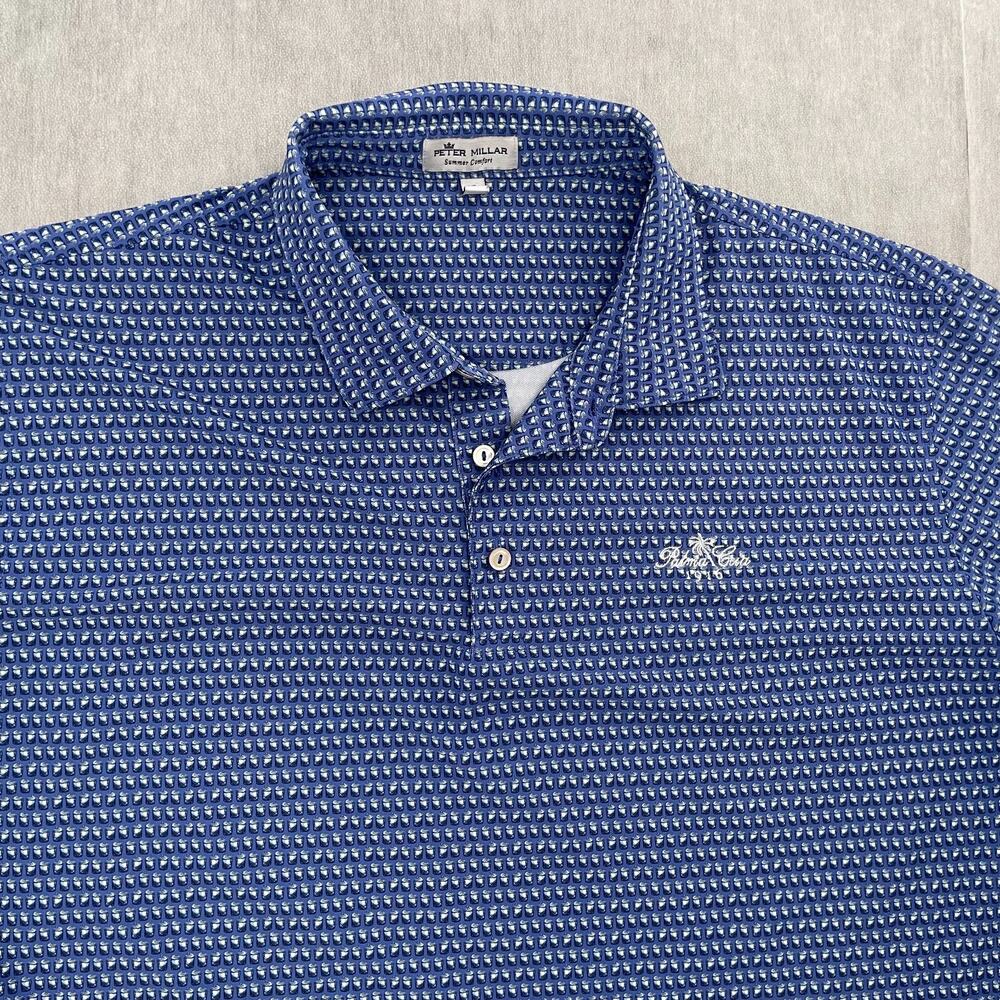 Peter Millar Adult XL Blue Polo All Over Print Palma Ceia Golf Club Logo Mens - Picture 3 of 11
